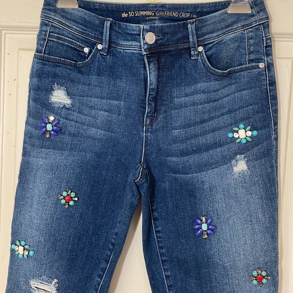 Chico’s Stones Embedded High Rise Ankle Length Blue Jeans Fits Regular Size 4 - Picture 4 of 6